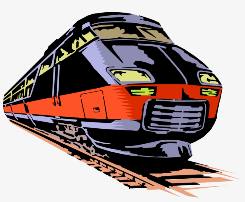 Vector Illustration Of Railroad Rail Transport Speeding - Train, transparent png