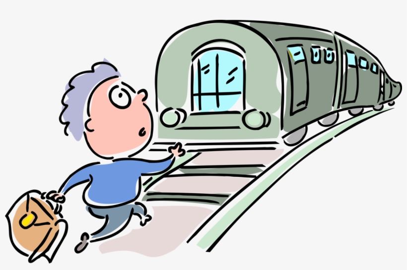 Vector Illustration Of Travel Passenger Runs To Catch - Rail Transport, transparent png
