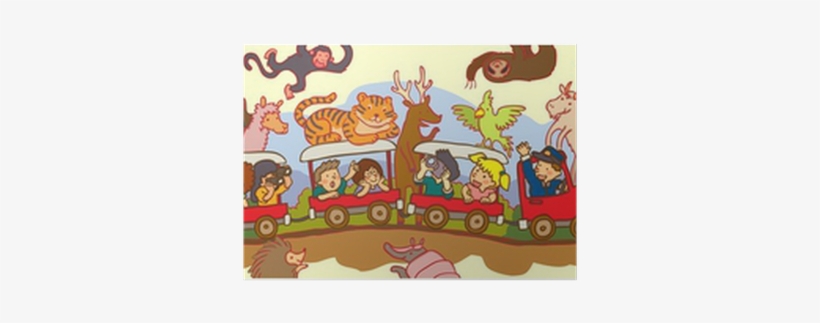 Kids Travel Through The Wilderness Safari By Train - Dibujo De Un Safari, transparent png