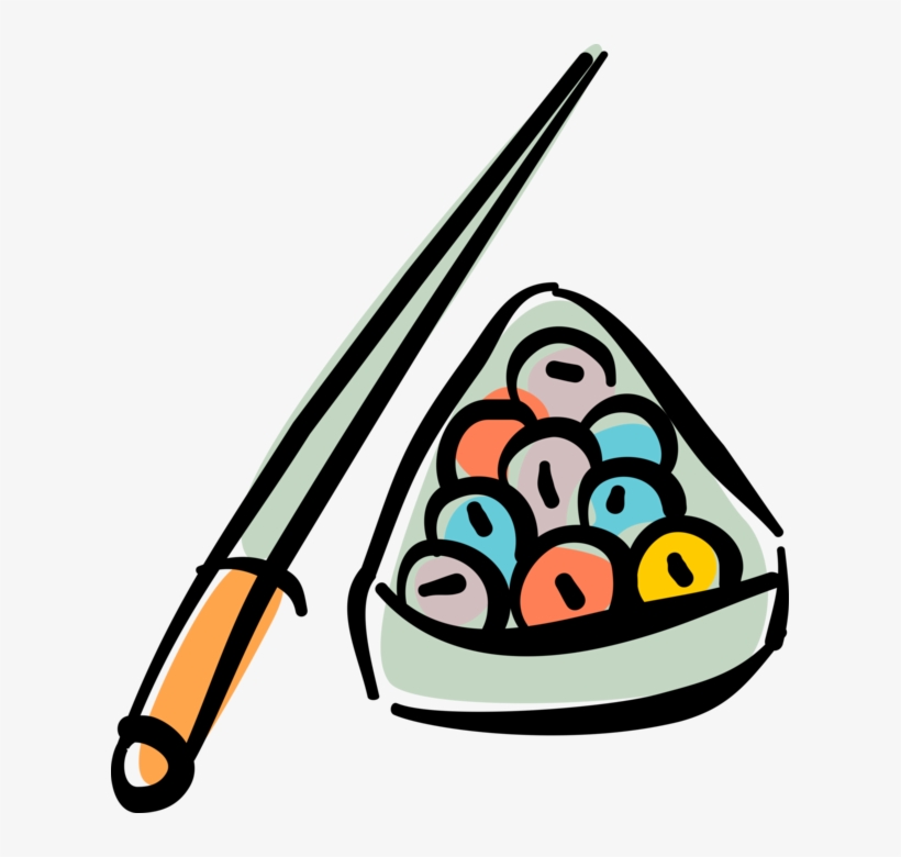 Vector Illustration Of Game Of Pool Balls With Cue - Pool Cue, transparent png