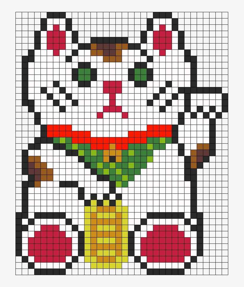 Maneki Neko Lucky Cat Perler Bead Pattern / Bead Sprite - China Perler Bead Patterns, transparent png