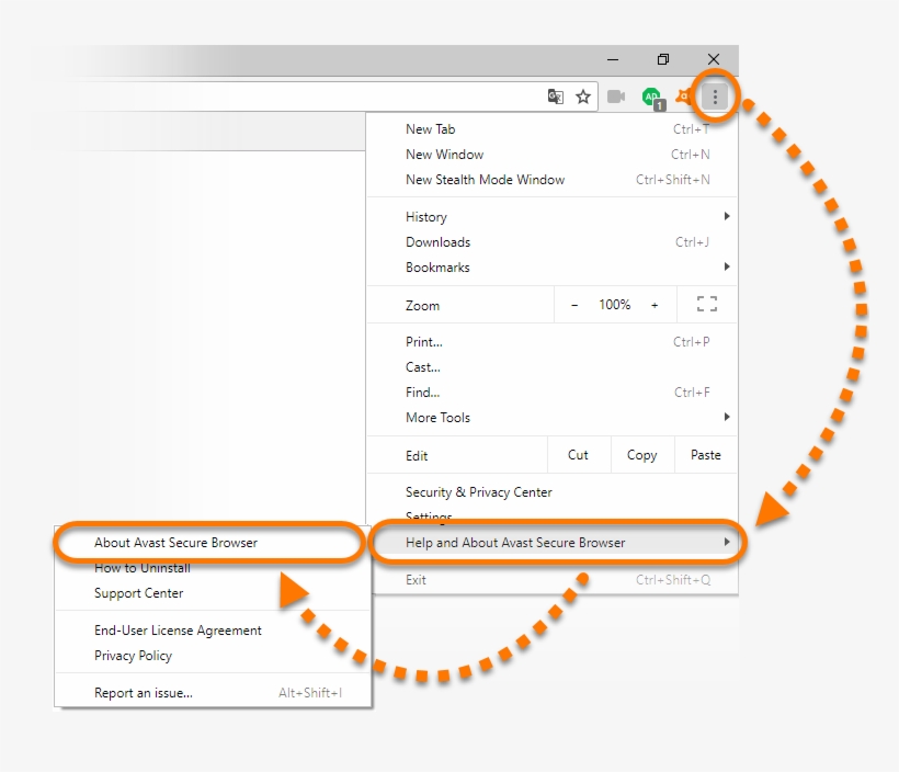 Click The ⋮ Menu Icon In The Top-right Corner Of Your - Avast Secure Browser, transparent png