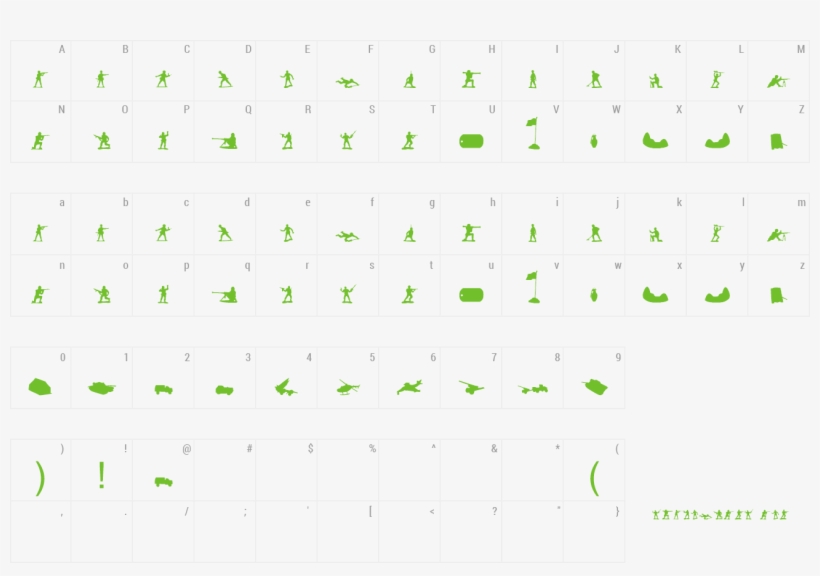 Font Green Army Men Preview - Number, transparent png
