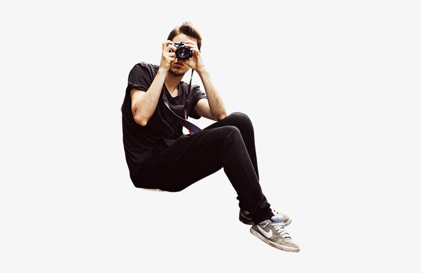 A Hipster Looking Man Is Seated On A Hill And Taking - Person Sitting On The Edge Png, transparent png