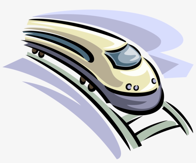 Vector Illustration Of High Speed Bullet Train Rail - Rail Transport, transparent png