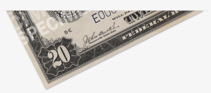 1914 $20 Raised Printing - 20 Dollar Bill, transparent png