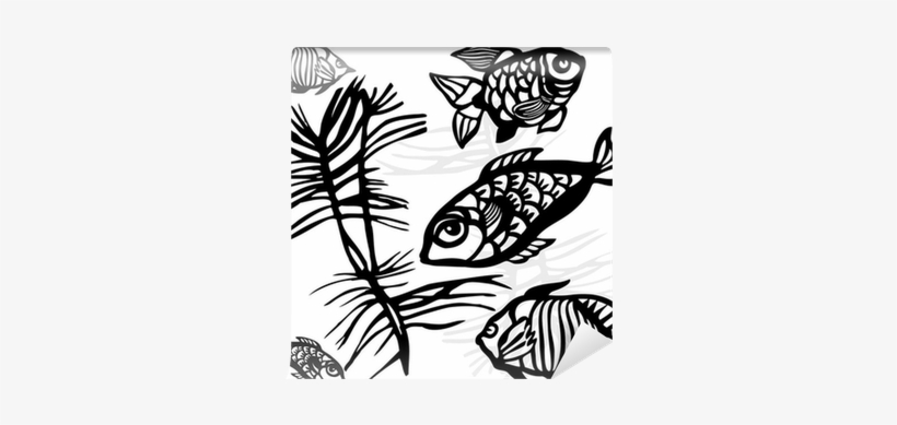 The Stylized Silhouettes Of Sea Fishes And Seaweed - Sea, transparent png