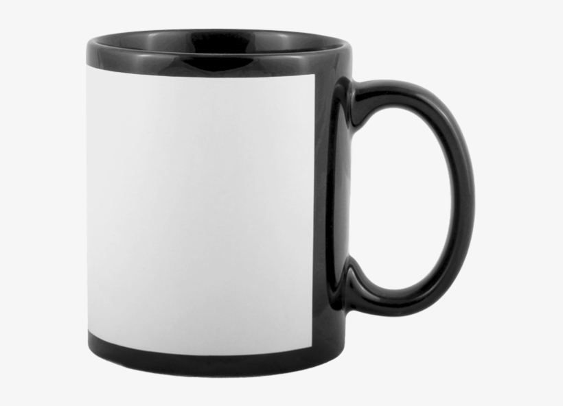 Black Mug White Patch Matte 11oz - Caneca Tarja Branca Rosa Sublimação, transparent png
