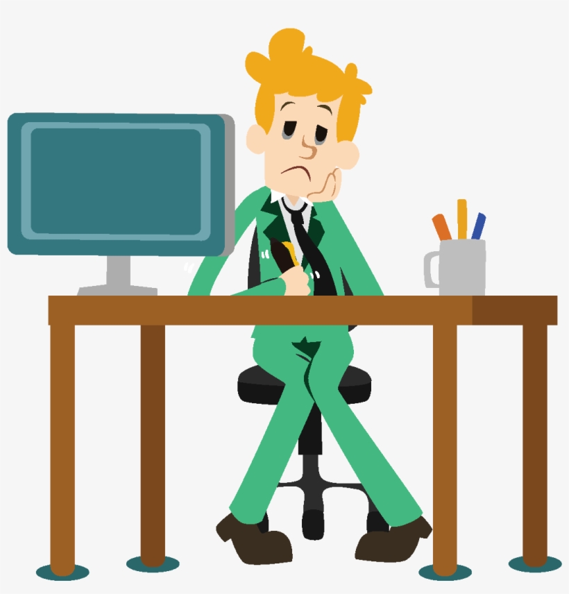 Desenhos Animados Do Escritório Pensando Elementos - Illustration, transparent png