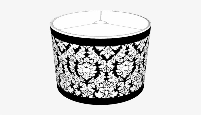 Black & White Damask With Trim Lampshade - Black And White Lamp Shades, transparent png
