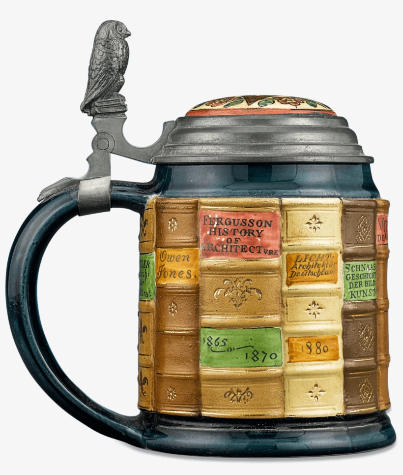 Mettlach Beer Stein With Architecture Books - Teapot, transparent png