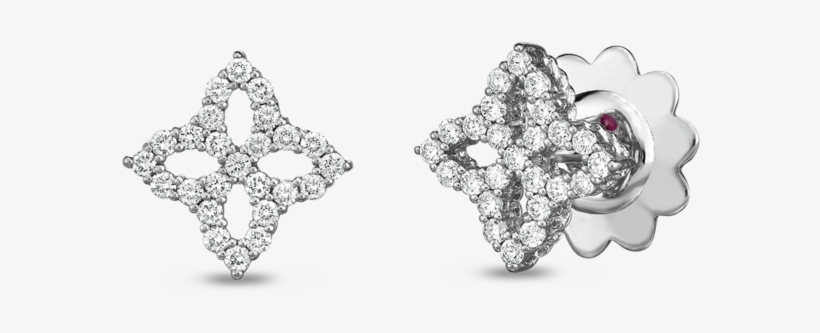 Roberto Coin Princess Flower Cutout Diamond Stud Earrings, transparent png