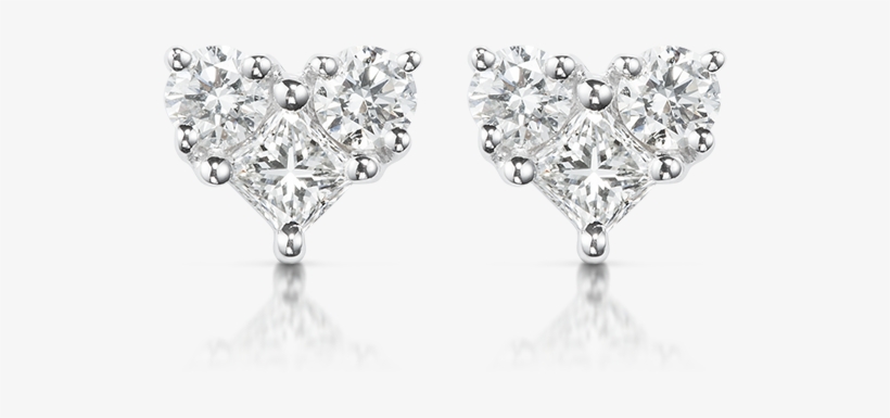 Earrings Delicate Illusion Heart Shape Diamond Stud - Pave Heart Earrings, transparent png