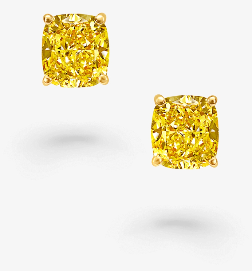 A Pair Of Classic Graff Cushion Cut Yellow Diamond - Ring, transparent png