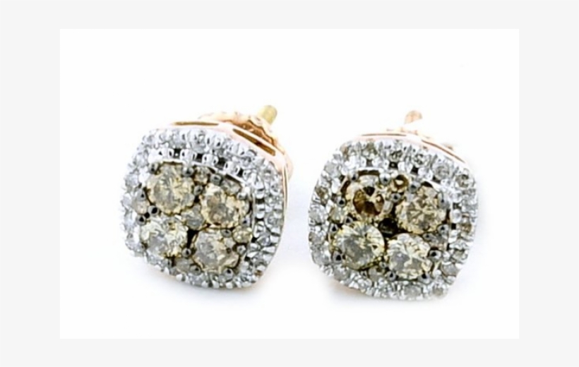 Zoom - 0.5ct Diamond Stud Earrings Cognac And White Diamonds, transparent png