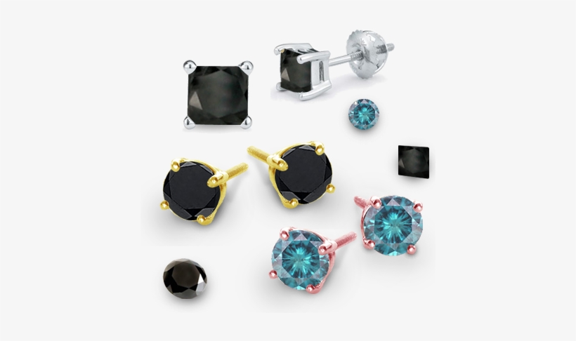 Colored Diamond Stud Earrings - 0.25 Ct Round Cut Natural Diamond 14k Yellow Gold Stud, transparent png