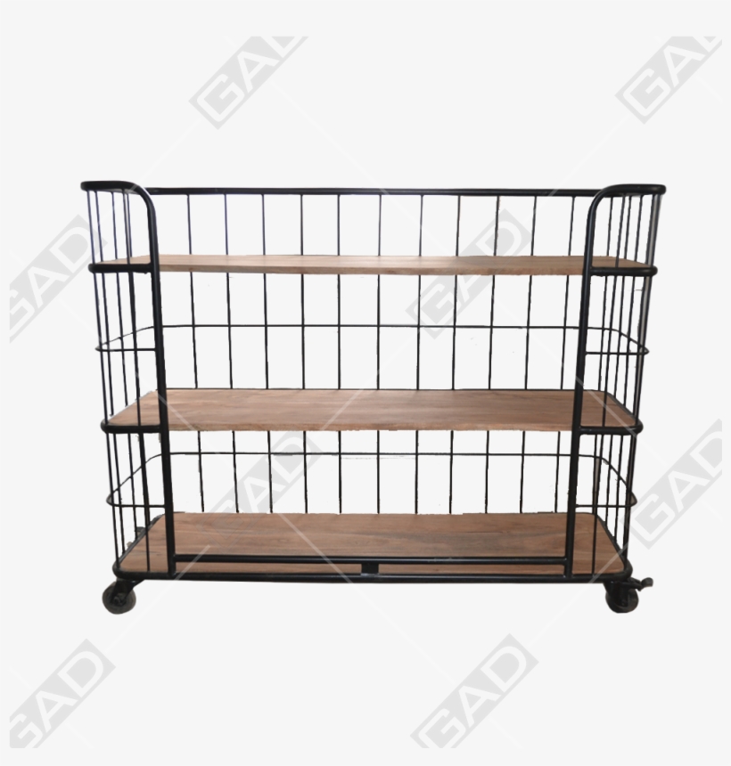 Broad Iron Wooden Shelf -industrial Furniture - Shelf, transparent png
