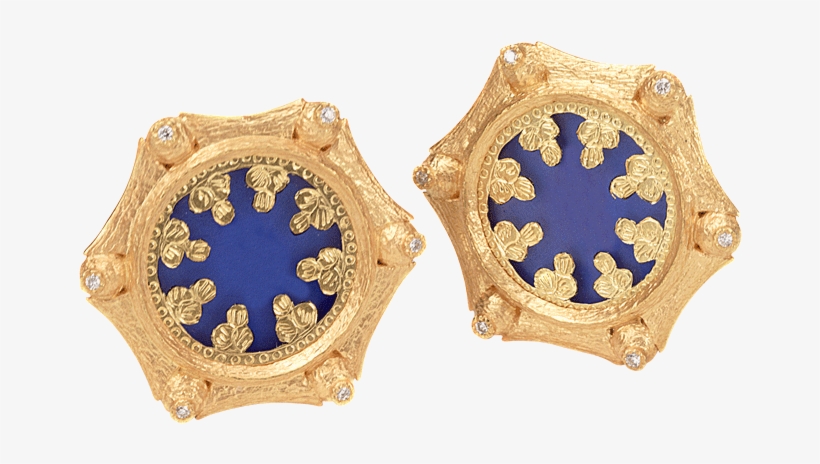 20k Thewa Blue Glass And Diamond Stud Earrings - Earring, transparent png