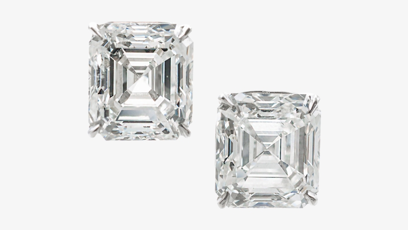 Royal Asscher Cut Diamond Stud Earrings - Earring, transparent png