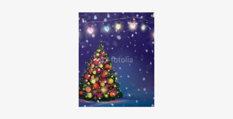 Vector Christmas Tree And Lights Decorations On Snowfall - Merry Christmas Wishes 2018, transparent png