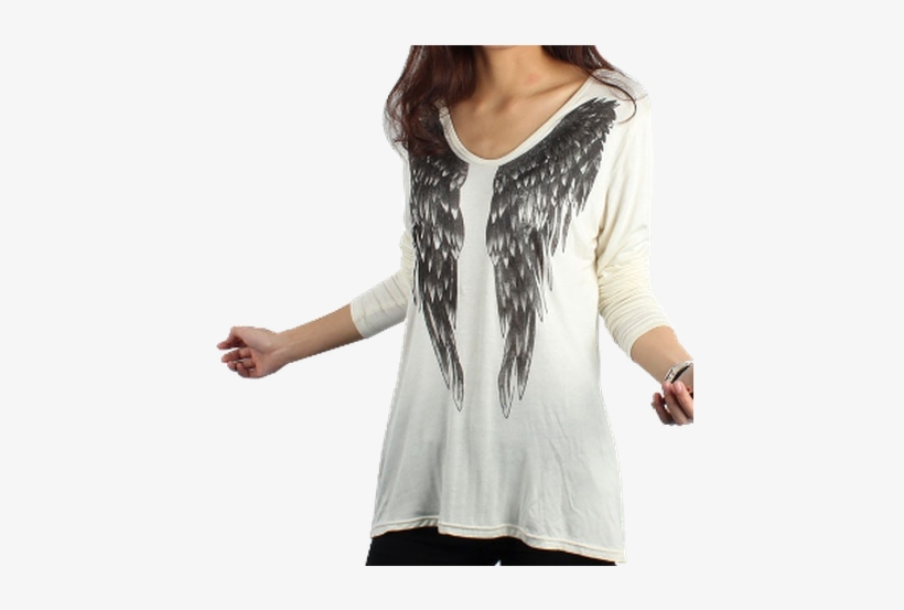 Blusa Blanca Alas Negras Pecho - Blusa Blanca Con Alas Negras, transparent png