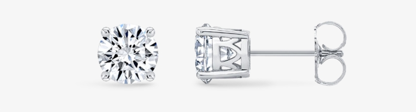 Round Cut Genuine Natural Diamond Stud Earrings, transparent png
