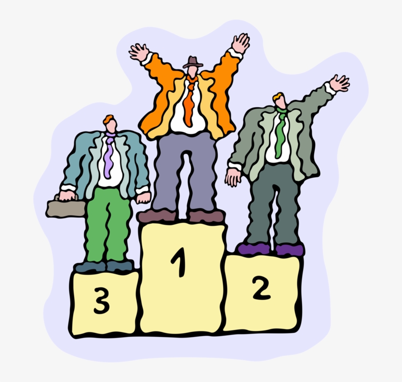 Vector Illustration Of Businessman Winner Stands On - Clip Art Reading, transparent png