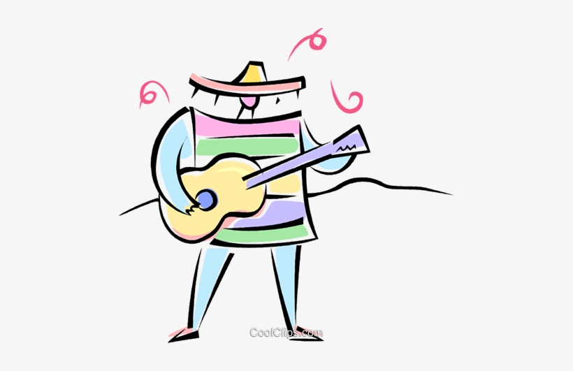 Mexican Guitar Player Royalty Free Vector Clip Art - Clip Art, transparent png