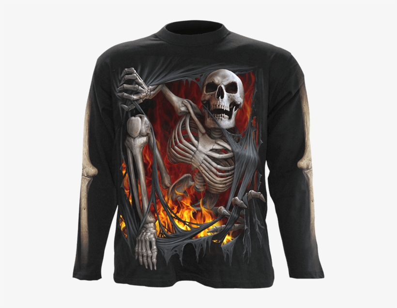 Death Re Ripped Mens Long Sleeve T Shirt - Death Gothic Skull Drawing, transparent png