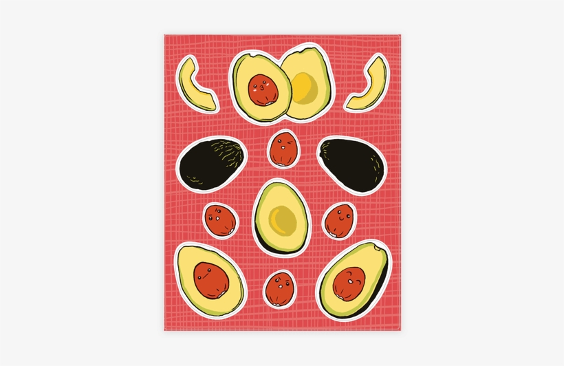 Adorable Kawaii Avocados Sticker/decal Sheet - Sticker, transparent png
