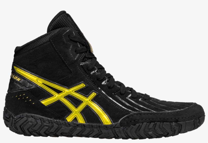 black and gold asics wrestling shoes