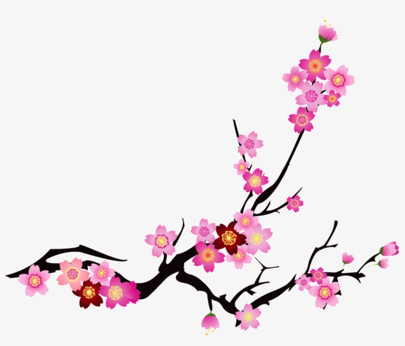 Chinese Style Red Flower Element - Cherry Blossom Vector Png, transparent png