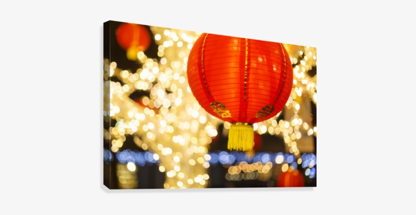 Red And Gold Chinese Lantern With Sparkling White Lights, transparent png