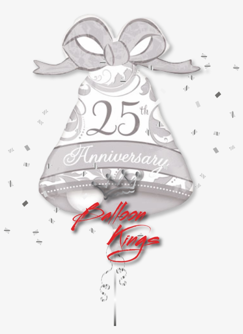 25th Anniversary Bell - 25th Anniversary Super Shaped Foil Balloon, transparent png