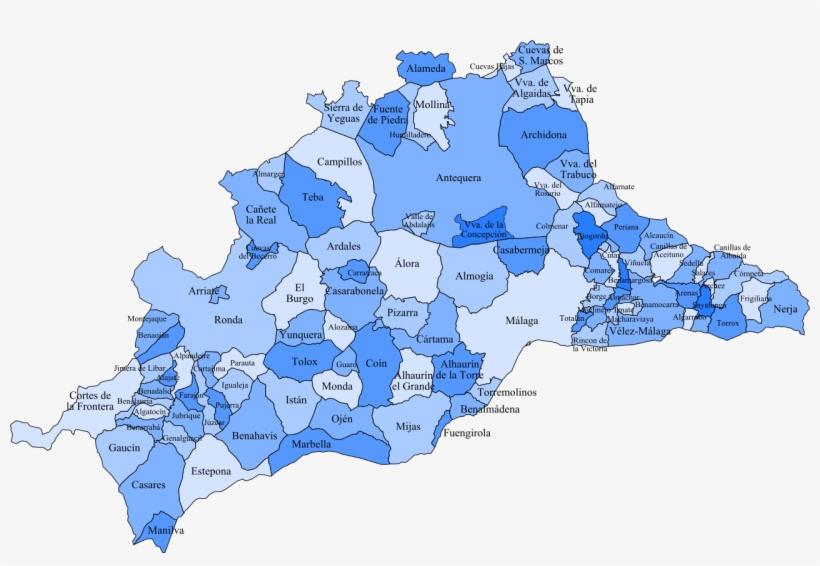 Mapa Con Los Términos Municipales De La Provincia - Malaga Mapa, transparent png