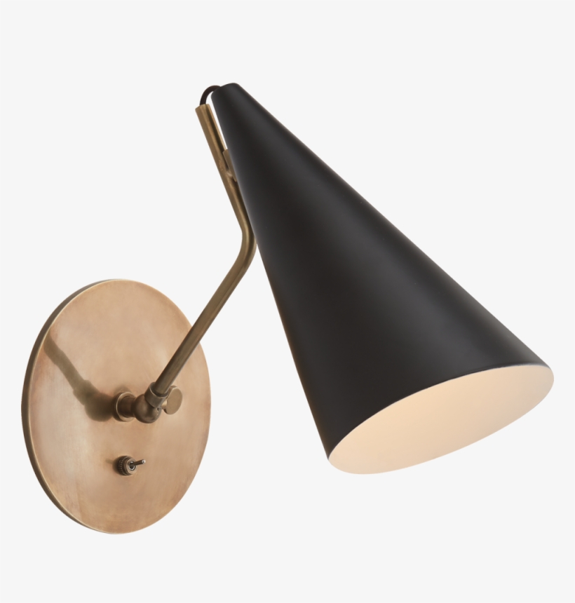 Clemente Wall Light In Hand-rubbed Antique Brass - Clemente Sconce - Black/brass - Aerin, transparent png