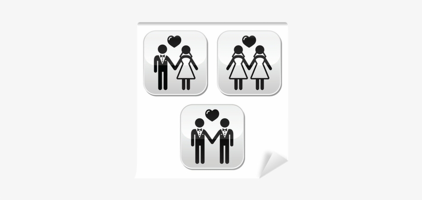 Wedding Married Hetero And Gay Couple Buttons Wall - Same-sex Marriage, transparent png