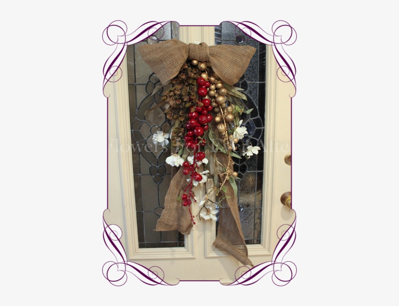 Rustic Burlap With Gold And Red Pods With Eucalytpus - Melbourne, transparent png