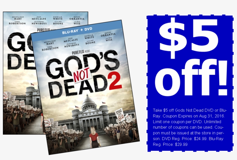 Gnd Coupon - Pure Flix Entertainment 69292 Dvd Gods Not Dead 2 Ray, transparent png