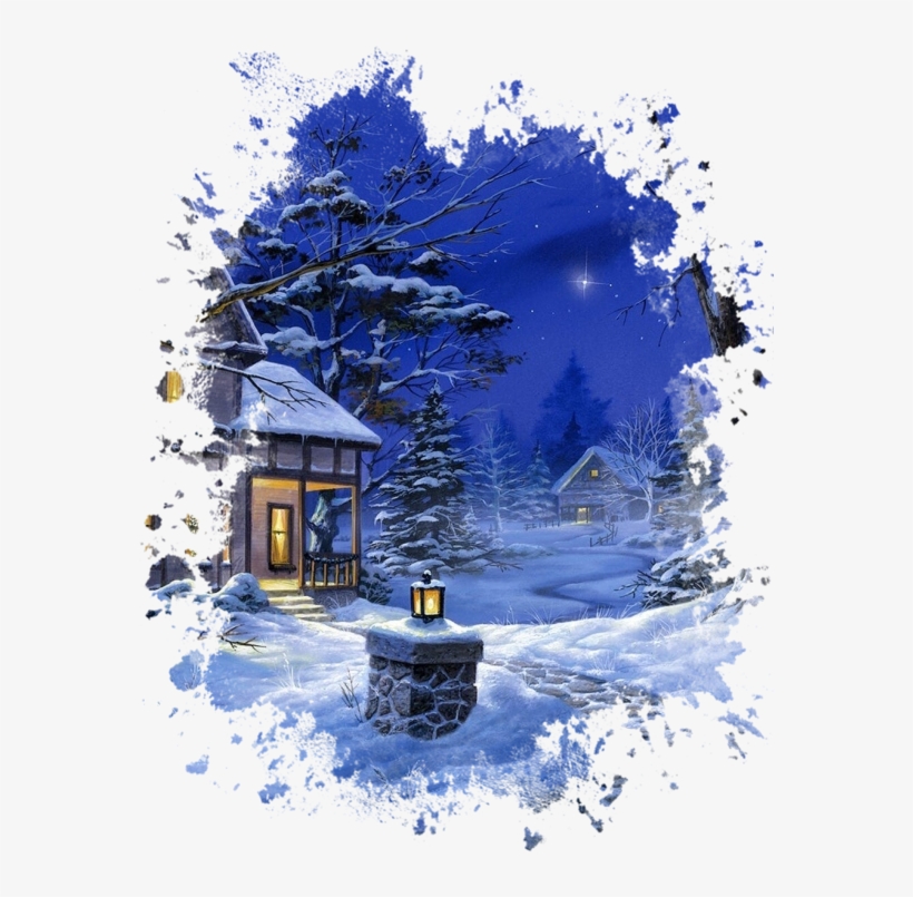 Winter Landscapes - Led Fibre Optic Picture House In Winter, transparent png