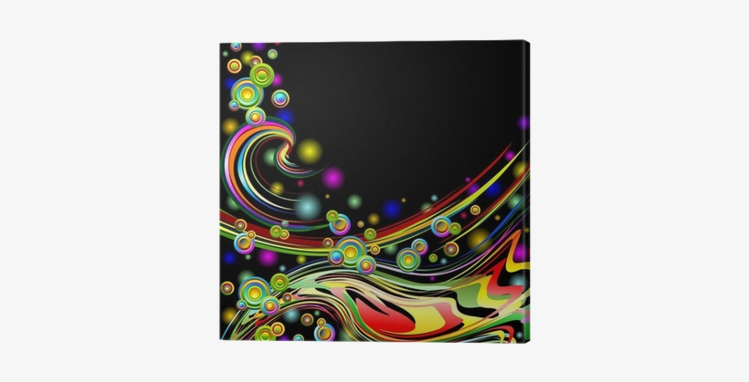Girlande Colori Sfondo Astratto Abstract Colors Swirls - Rainbow Colors Abstract Swirls On Black Canvas Print, transparent png