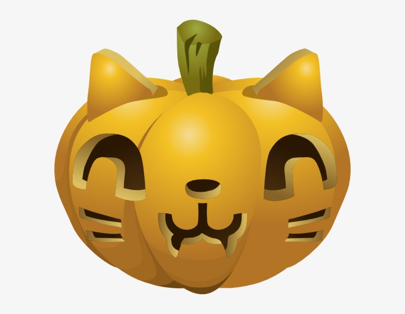 How To Set Use Carved Pumpkin Svg Vector - Kitty Pumpkin Carving Template, transparent png