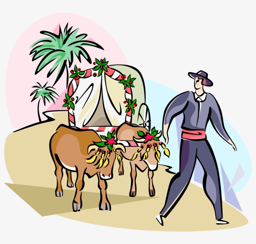 Vector Illustration Of Romeria San Bernabe Bull Cart - Cemetery San Bernabé, transparent png