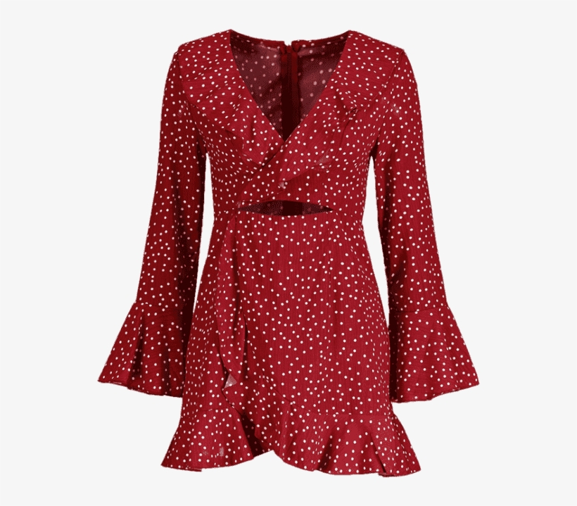 Cut Ruffles Dress Cherry M Out Red Dots Brqbr - Dress, transparent png