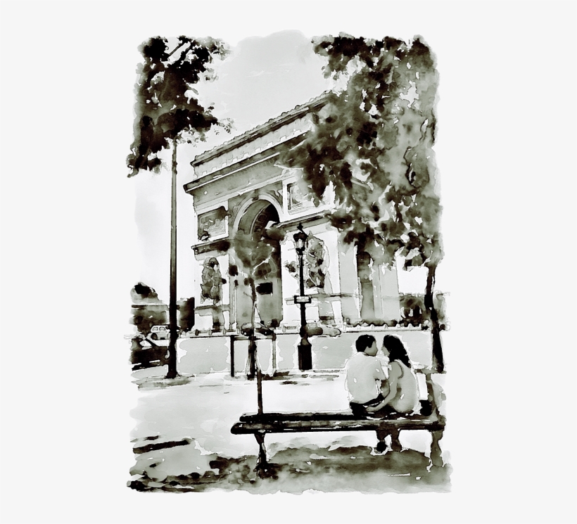 Arc De Triomphe Paris Black - Arch Of Triumph Art, transparent png