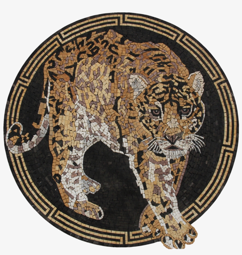 Wild Leopard Medallion With Greek Border Mosaic - Perhubungan Laut, transparent png