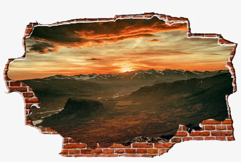 Zapwalls Decals Sunset Mountainside Red Clouds Breaking - New York Brooklyn Bridge Skyline Brick (51" X 30"), transparent png