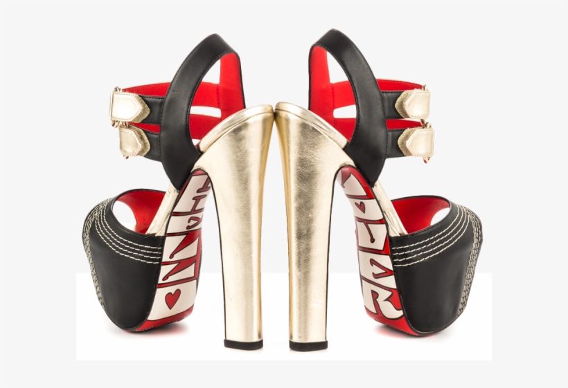 Black And Gold Heels Buckle Ankle Strap Sandals Chunky - Taylorsays "chevy" Heels By (black), transparent png