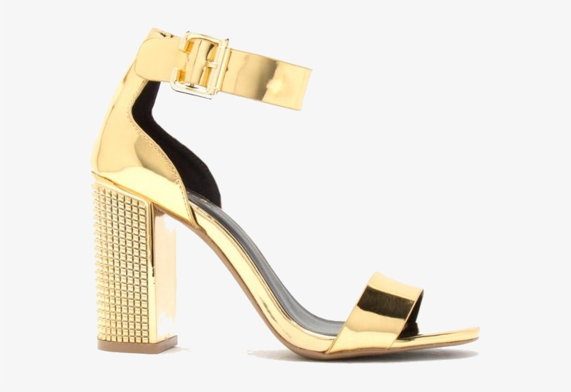 Gold Metallic Block Heels, transparent png
