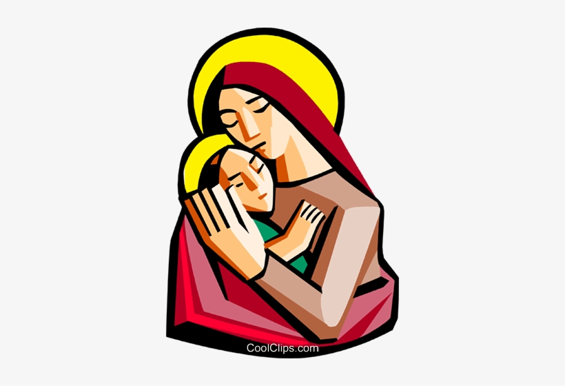 Mother Mary With Baby Jesus Royalty Free Vector Clip - Mother Of Mercy Vector, transparent png